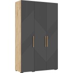 Шкаф трехстворчатый Ирис, Браш Графит, Дуб Крафт
