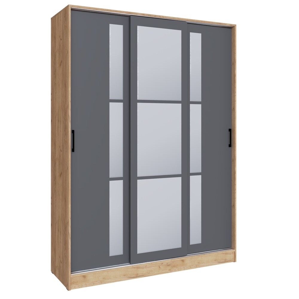 Шкаф-купе Стиль-2 160, Дуб Крафт Золотой, Графит серый