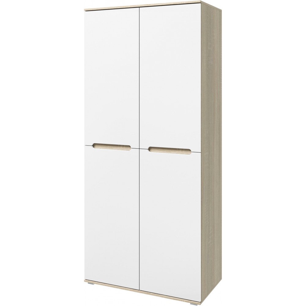 Шкаф двухстворчатый Ким, Белый глянец холодный, Сонома