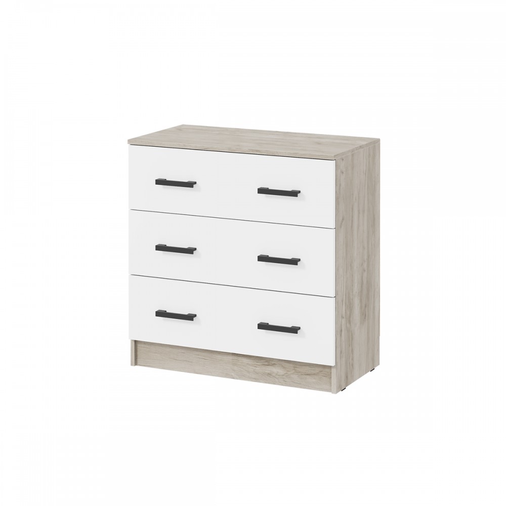 Комод Ронда КМ-02, Дуб крафт серый, Белый