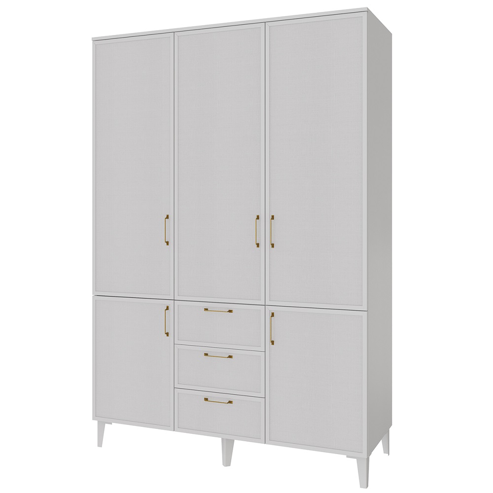 Шкаф трехстворчатый с ящиками Толедо ТШ-24, Белый