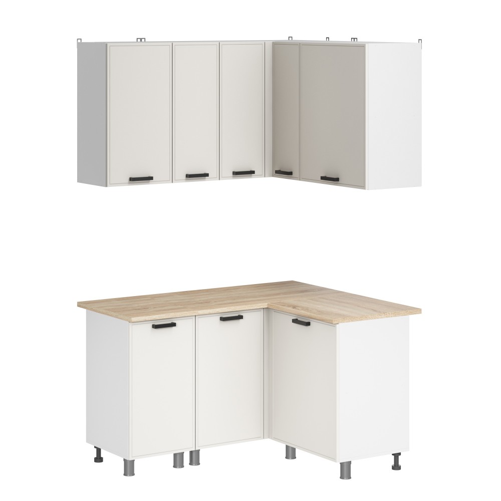 МК Аленушка Угловая Магнолия Молочный,скоба черный,сонома