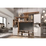 Гостиная Мини, Белый глянец холодный, Дуб крафт