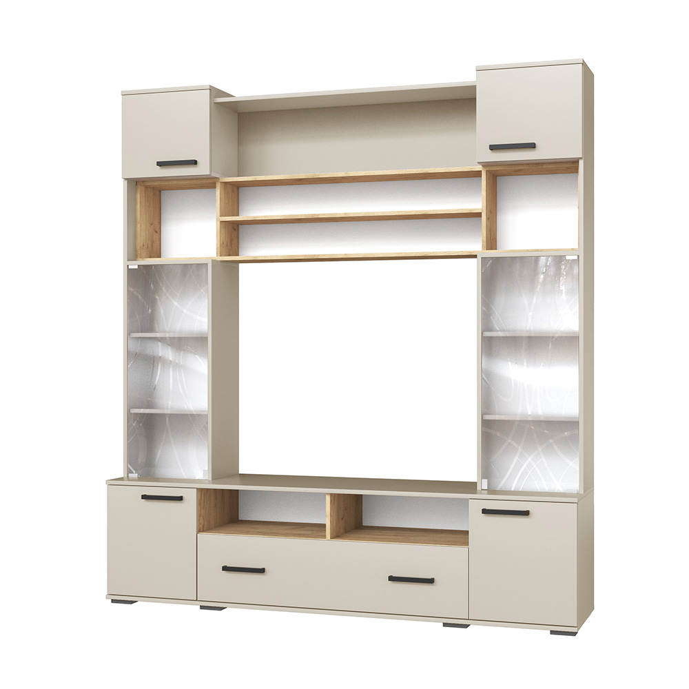 Стенка в гостиную Оскар-18 ОГЦС-1, Кашемир, Дуб крафт золотой