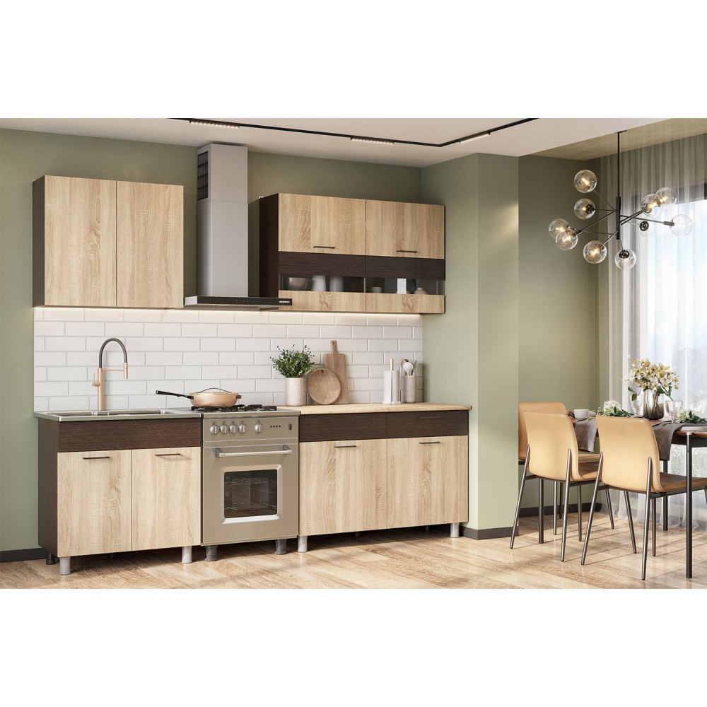 Готовая кухня Босфор 2.0 м, Дуб венге, Дуб сонома