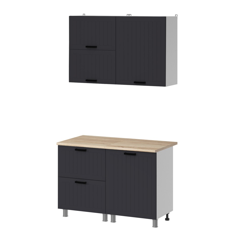 МК Аленушка 1,2м с ящ.в 2 Орхидея Сталь,скоба черный,сонома