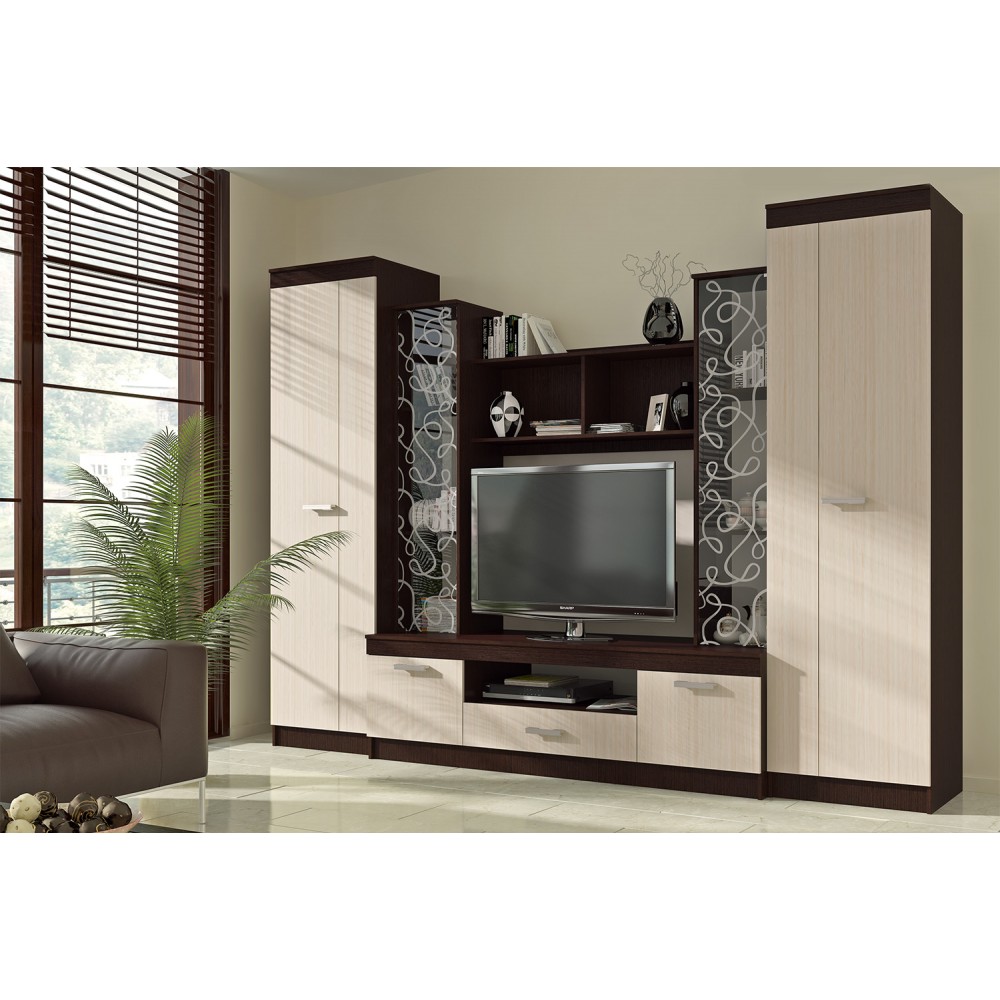 Гостиная Атлантида 4, Дуб беленый, Венге