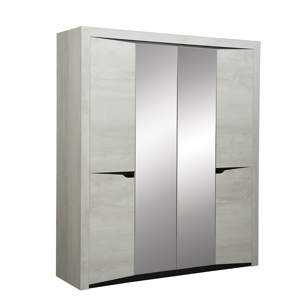 Шкаф четырехдверный Лючия 33.01, Бетон пайн белый, Венге