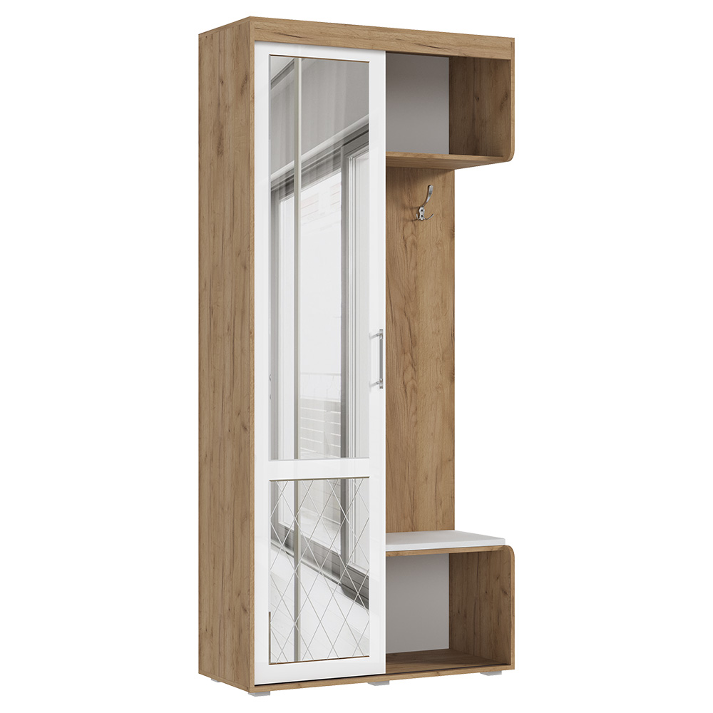 Прихожая Стелла 1, Дуб крафт, Белый