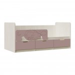 Кровать Юниор-4 (1,8х0,8м), Шарли Pink, Дуб Крафт Белый