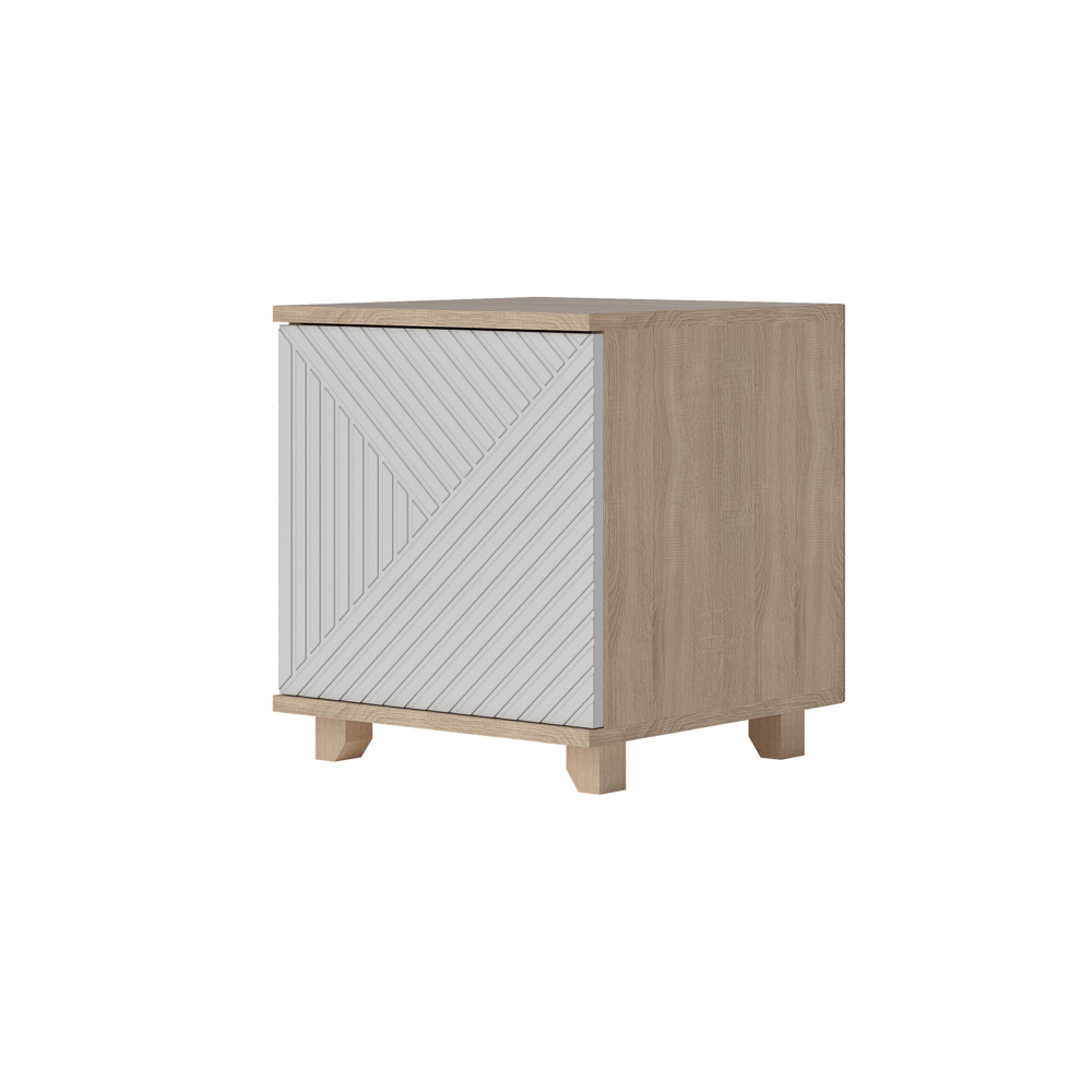 Ньёрд Тумба прикроватная 1ст Дуб Сонома / Белый софт матовый