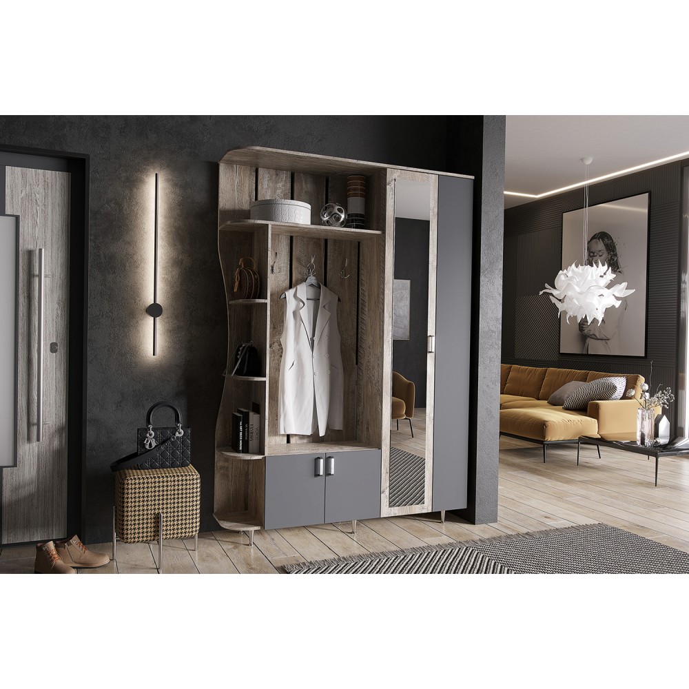 Прихожая Лика №1 1,5м, Дуб юкон, Графит