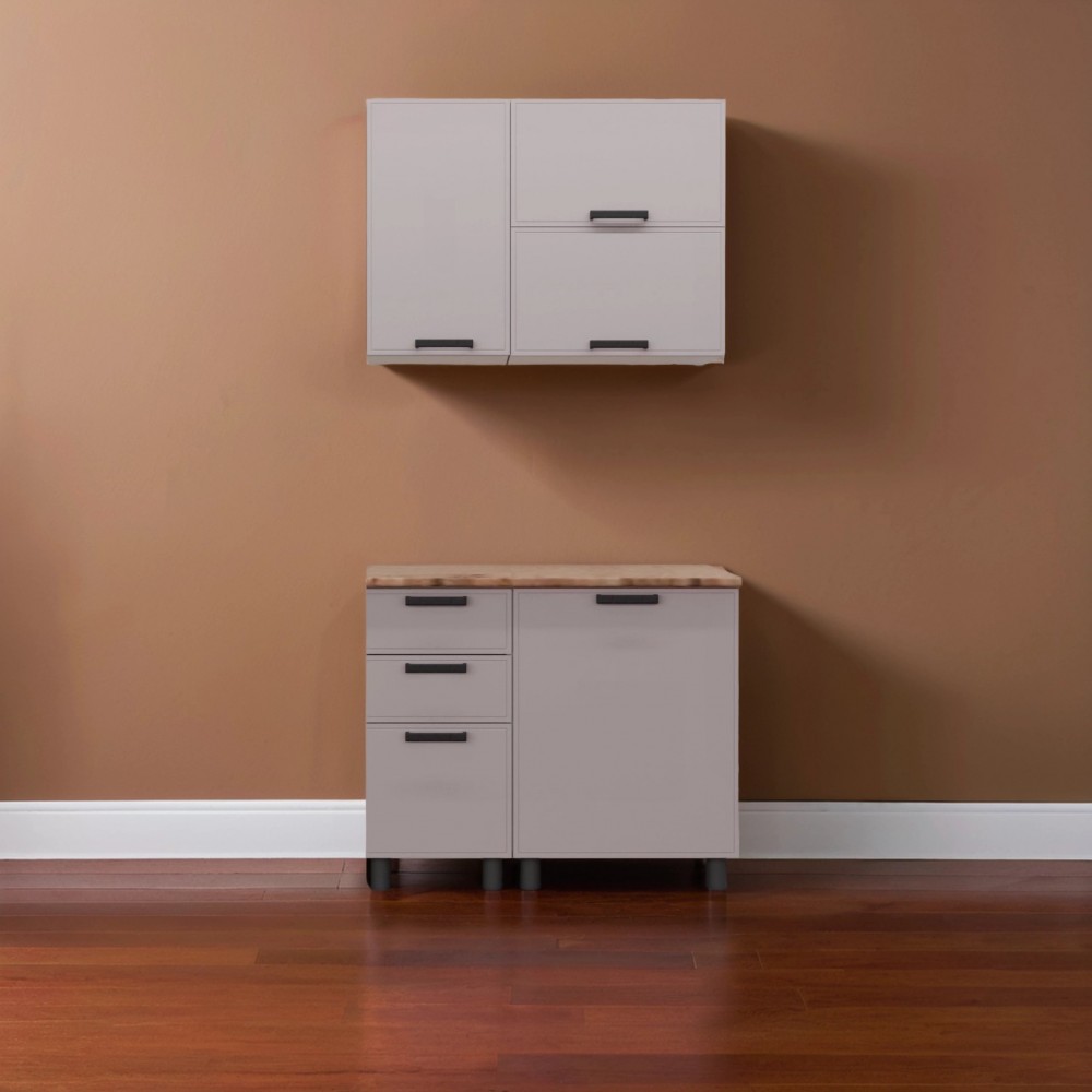 МК Аленушка 1м с 3 ящ. Магнолия Керамика,скоба черный,сонома