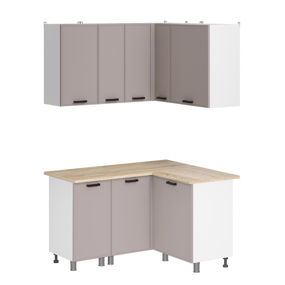 МК Аленушка Угловая Магнолия Кашемир,скоба черный,сонома