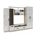 Стенка в гостиную Оскар-5, Дуб крафт серый, Цемент