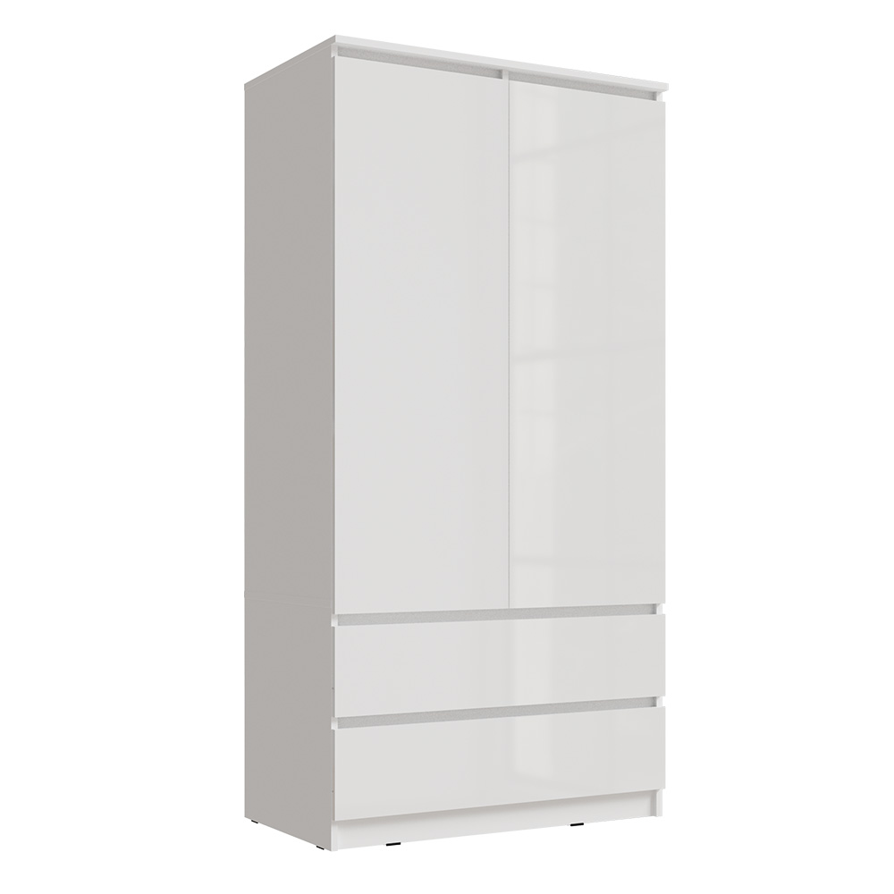 Шкаф двухстворчатый Челси, Белый глянец холодный,Белый