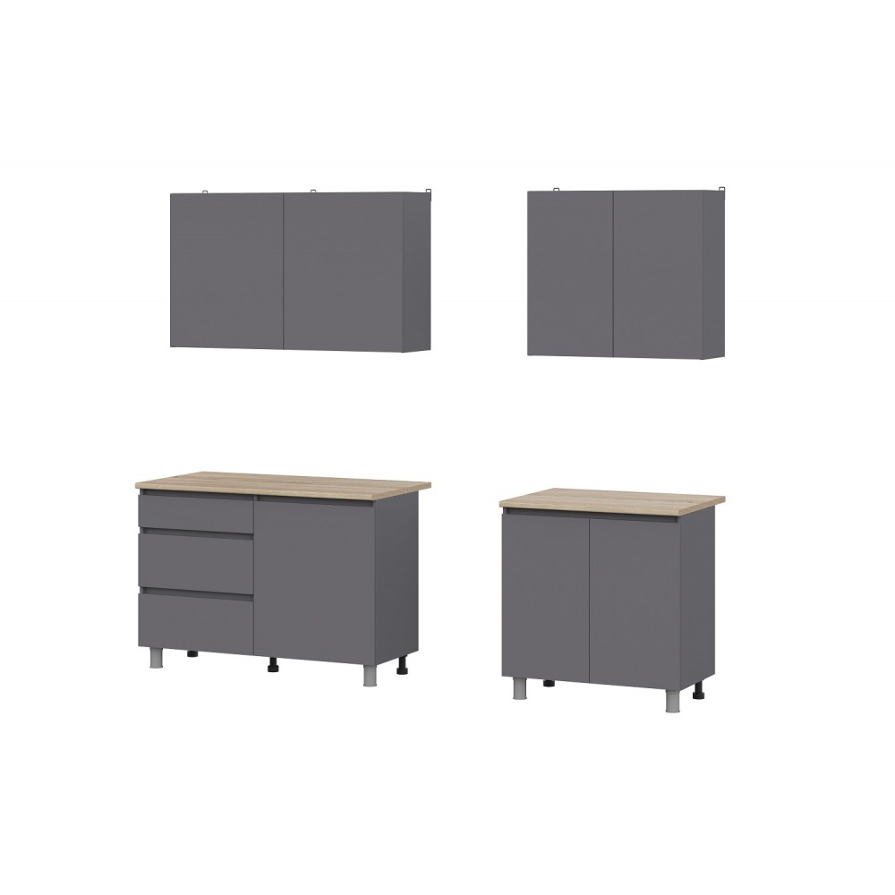 Готовая кухня Денвер 2 м, Графит серый, Сонома