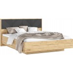 Кровать Ирис с ортопедическим основанием (дерево) 1,6м, Браш Графит, Дуб Крафт