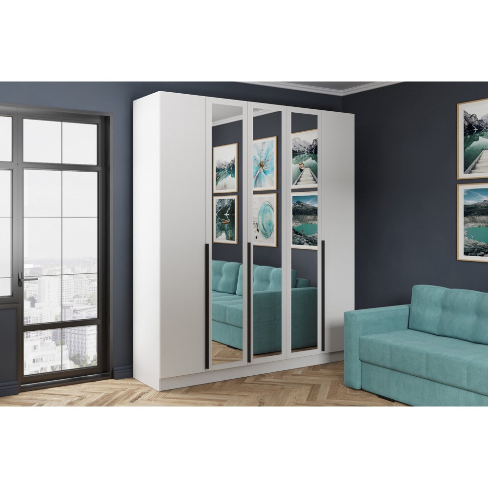 Шкаф Мадрид (2,0) с зеркалом белый