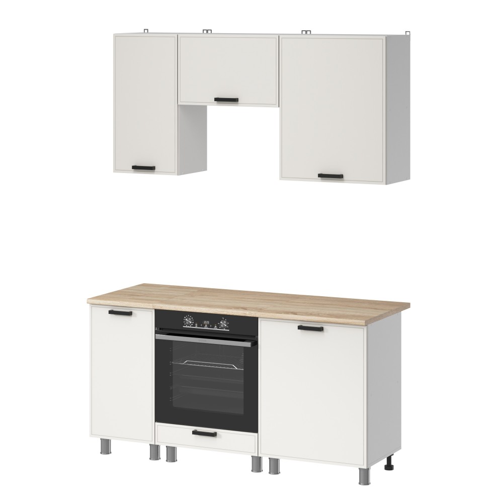 МК Аленушка 1,6м в.5 Магнолия Молочный,скоба черный,сонома