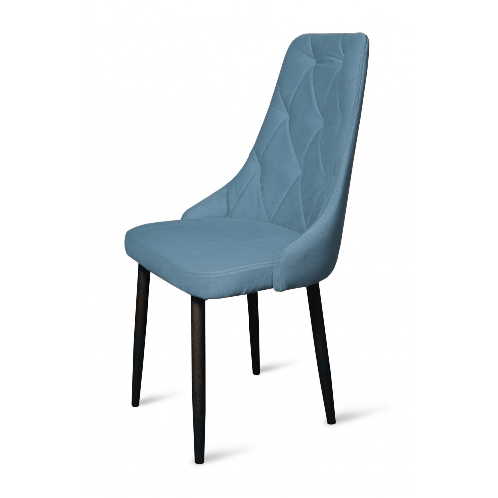 Стул "Граф" черный матовый Томми 21 серо-голубой