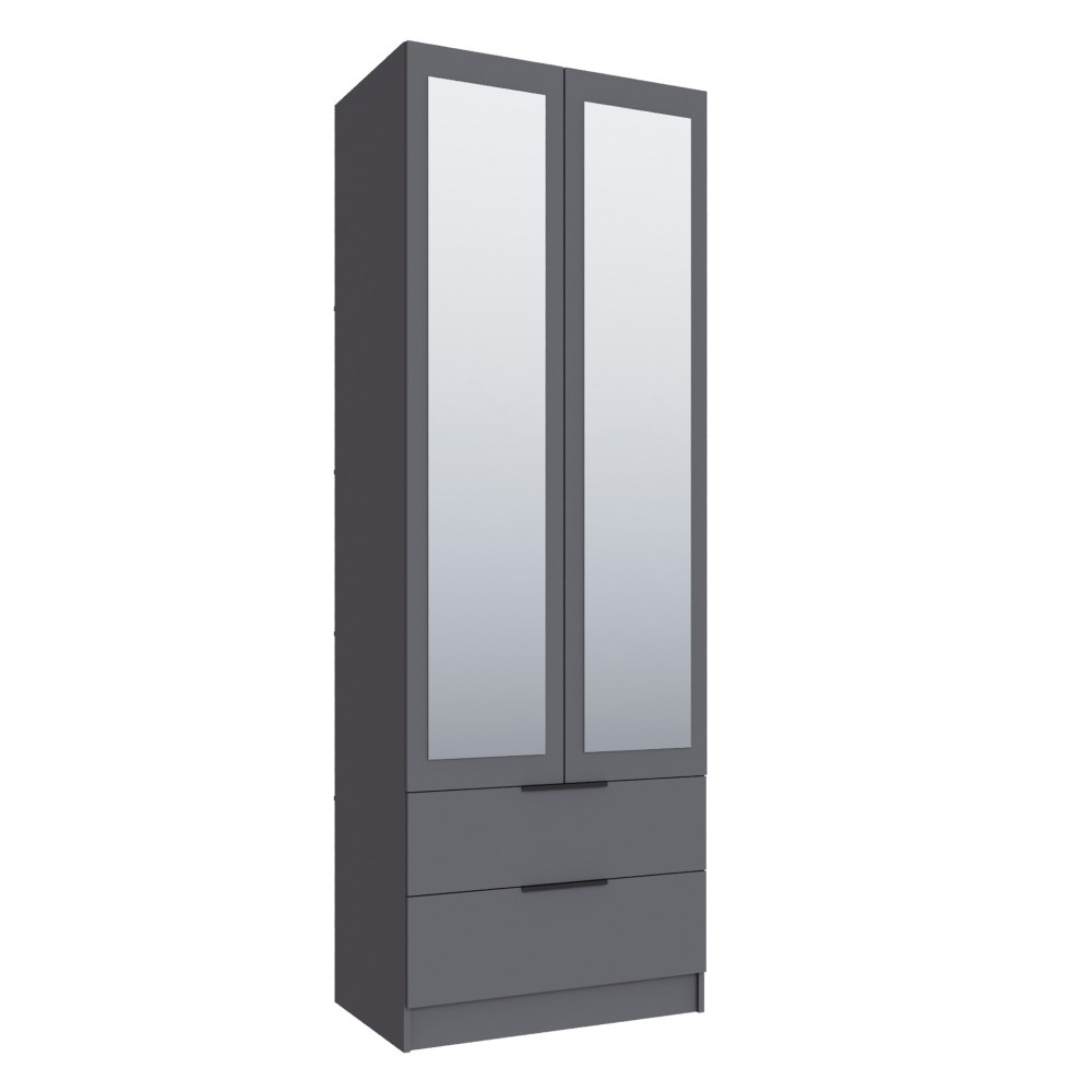 Шкаф Мадрид (0,8) с 2 ящ. с зеркалом графит серый