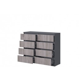 Комод Соната 8 ящиков №3 1200 Графит/Крафт серый