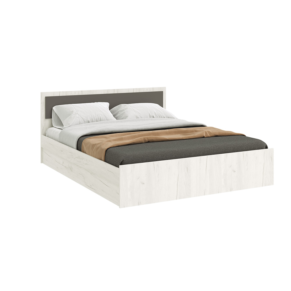 Кровать с основанием Фиеста 1,6м, Графит, Дуб Крафт белый
