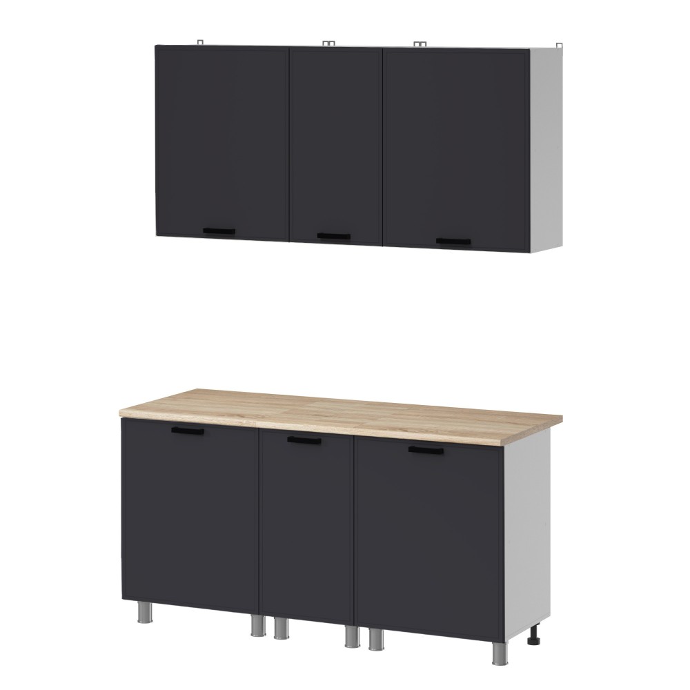 МК Аленушка 1,6м в.3 Магнолия Сталь,скоба черный,сонома